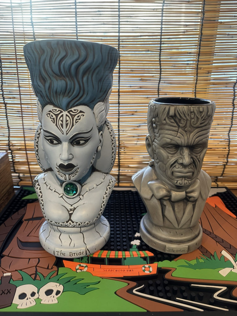 Tiki Mug The Other Frankenstein and Bride by Big Toe Tiki Farm Charcoal Grey N