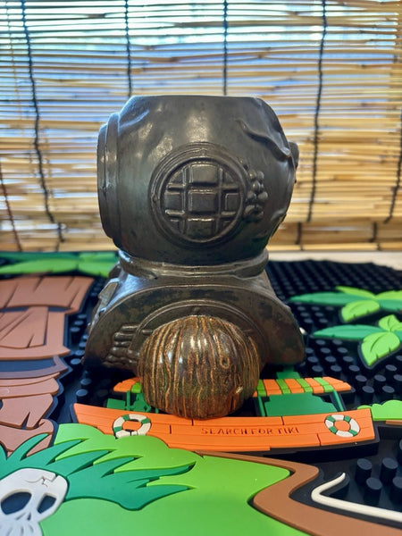 Tiki Farm Aqua Tiki Wrought Rot" Iron Divers Helmet Mug by Flounder Ltd 250 NIB