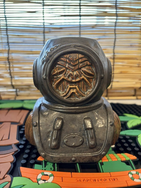 Tiki Farm Aqua Tiki Wrought Rot" Iron Divers Helmet Mug by Flounder Ltd 250 NIB
