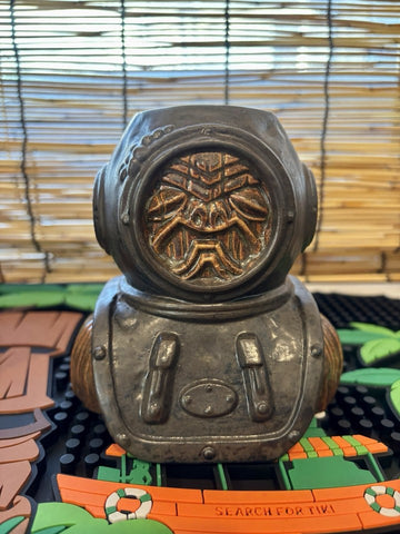 Tiki Farm Aqua Tiki Wrought Rot" Iron Divers Helmet Mug by Flounder Ltd 250 NIB