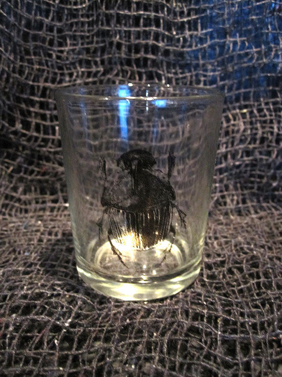 Glass with Beetle Tea Light Candle Holder