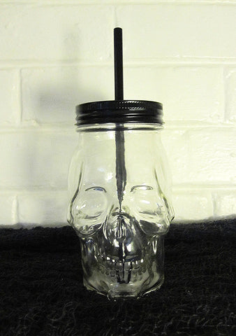 Clear Skull Drinking Mason Style Jar