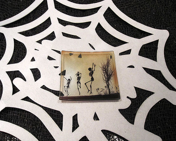 Dancing Skeletons Glass Tray