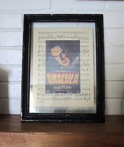 Dracula Art Print on Vintage Music Sheet