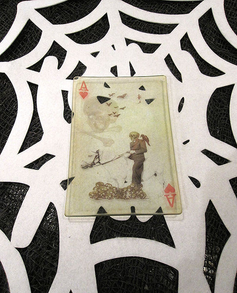 Aces Skeleton on Horse Glass Tray