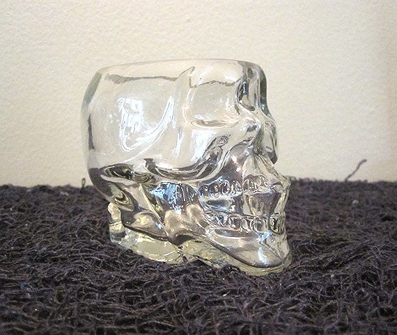 Glass Skull Tea Light Holder