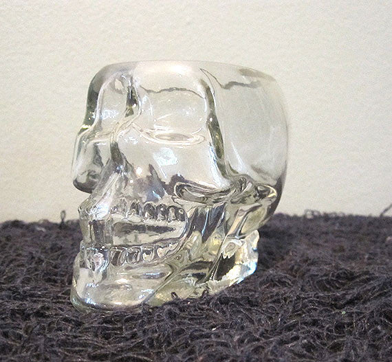 Glass Skull Tea Light Holder