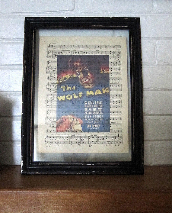 Wolfman Art Print on Vintage Music Sheet